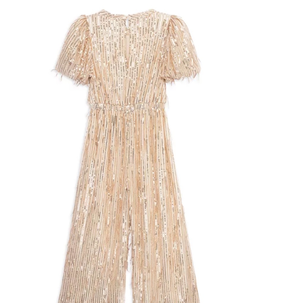new Habitual Kids Girls' Puff Sleeve Fringe Sequin Jumpsuit - Big Kid Sz 16